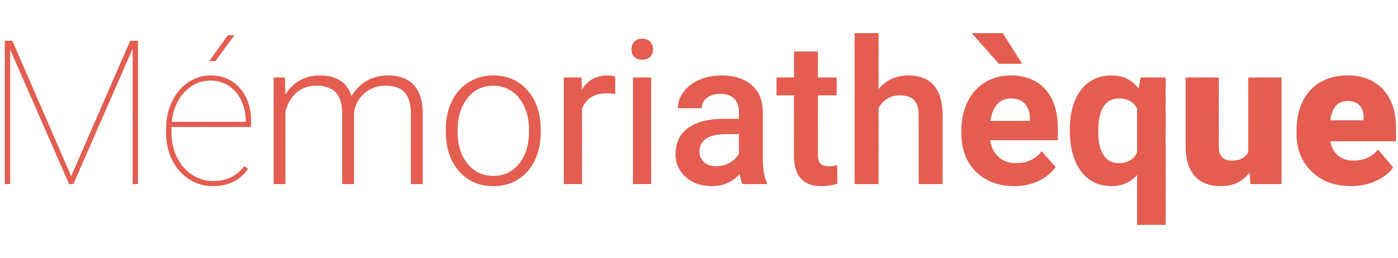 Logo du collectif : le mot Mémoriathèque avec une font de plus en plus grasse.